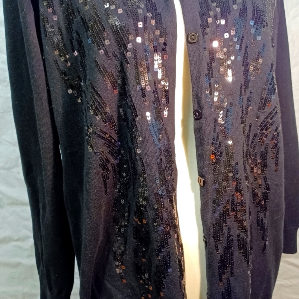 Bob Mackie Black Sequined Sweater, size 1X